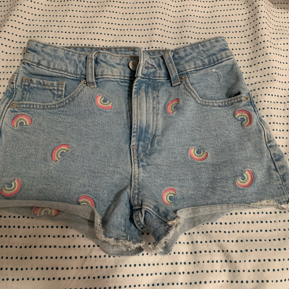 GAP denim rainbow shorts, youth size 10